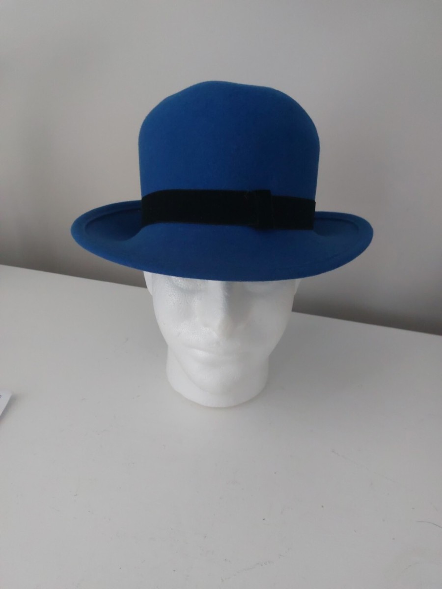 New Bollman Hat Co. 100% Wool Doeskin Felt Bowler Royal Blue  display picture 1
