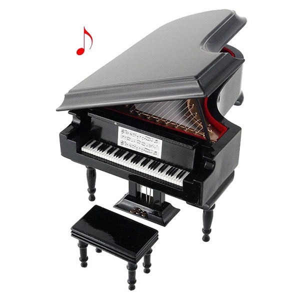 PIANO DE COLA MINIATURA EN MADERA COLECCION CON CAJA DE MUSICA 25041