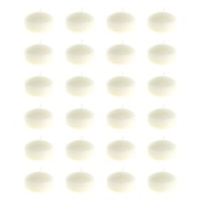 Mega Candles - Unscented 2" Floating Disc Candles - Ivory, Set of 24