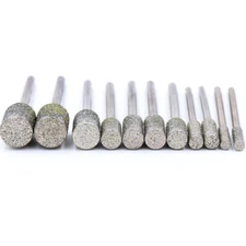 2.35mm/3mm Shank Cylinder Diamond Burr Grinding Engraving Rotary Bits for Dremel