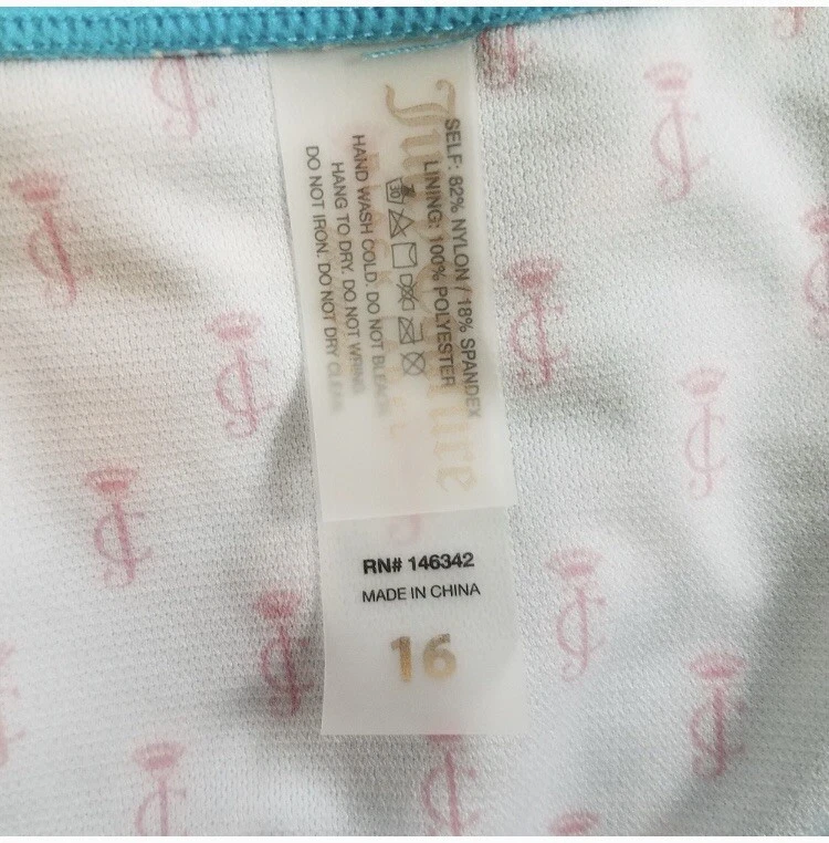 Juicy Couture Traje de Baño Bikini de Natación Niñas Azul Helado Talla 14 16 Dos Piezas Foto 4 de 4