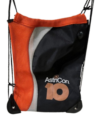 AstriCon Asterisk Contour Logo Drawstring Back Pack Orange Black 14.5''w x 18''h