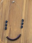 Classy minimalistic handmade black bead wire necklace.