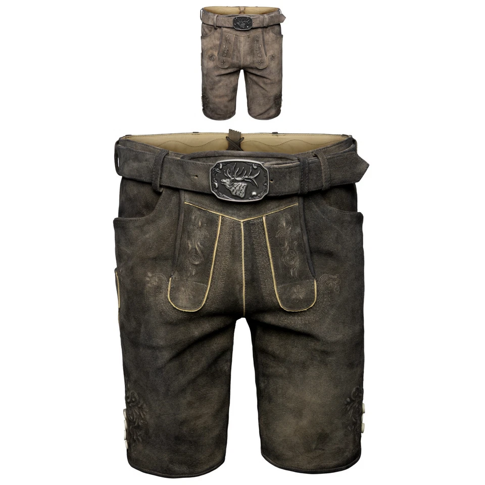 Spieth & Wensky Erno Pantalon en Cuir Avec Hirsch Ceinture Homme Traditionnel - Photo 1/1
