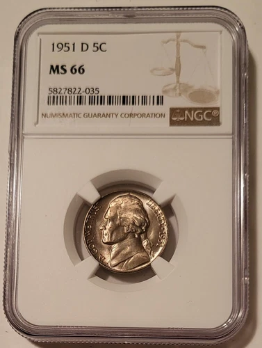 1951 D Jefferson Nickel MS66 NGC Toned