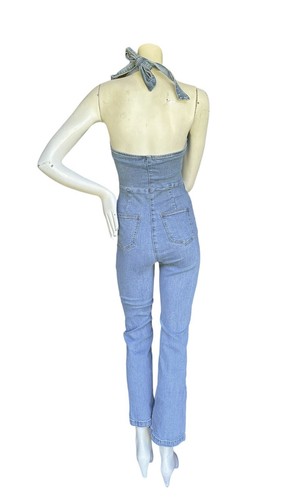 Revolve BARDOT "Lee" Halter Sleeveless Medium Wash Denim Jumpsuit in Vintage XS - Picture 9 of 15