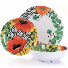 Elama Grace 12 Piece Melamine Floral Dinnerware Set