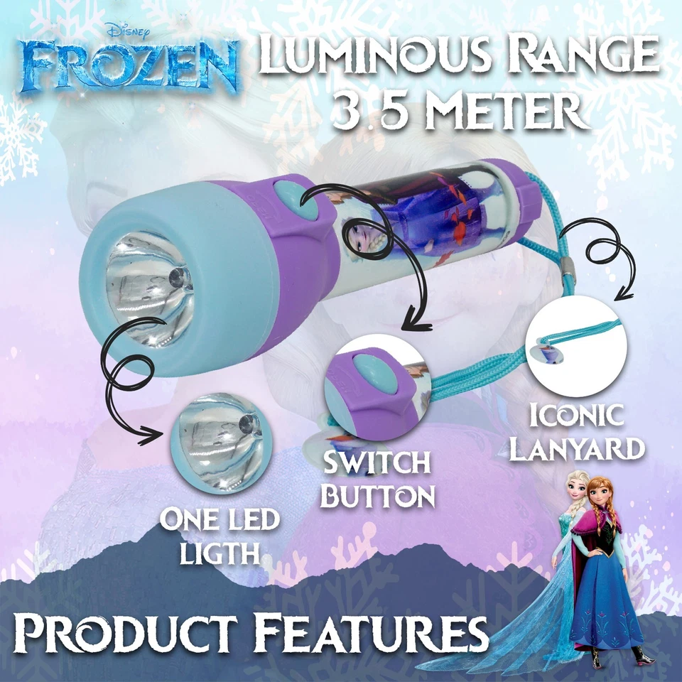 Frozen Elsa Anna LED Flashlight Torch, Kids 16cm Night Light, Disney Camping Toy - Image 3 of 4
