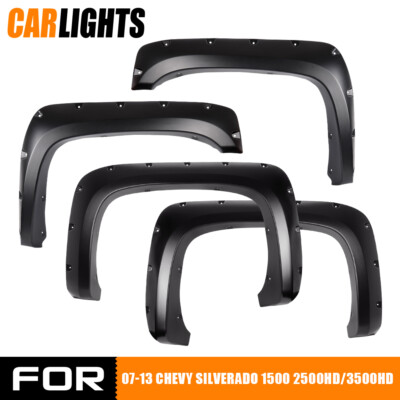 Fit For 2007-13 Chevy Silverado 1500/2500/3500HD Pickup Pocket Fender Flares 4X 