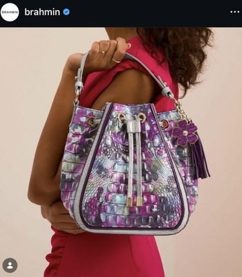 RARE FIND! NWT BRAHMIN Melinda Bucket Bag Lavender Blossoming   Flowers