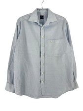 Vintage ETON Solid Blue Shirt Casual Formal Men Size L 42 - 16 1/2