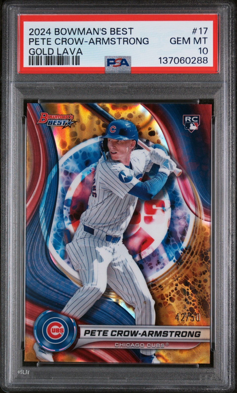 2024 Bowman’s Best Pete Crow-Armstrong Gold Lava /50 PSA 10 RC