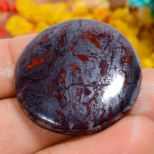 Genuine Jasplite Round Shape Cabochon Loose Gemstone 56 Ct. 28X28X4 mm - Picture 1 of 2