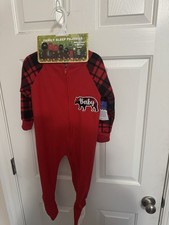 Family Pajamas Matching Boys Girls Footed Buffalo Plaid Flannel Pajamas 18M NEW
