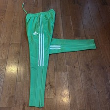 Mens Adidas PrimeGreen AeroReady Track Pants 30" Green White Ankle Zippers XS
