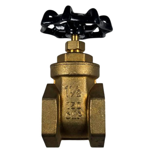 1-1/2 in NPT Brass Gate Valve 150 CWP 300 PSI Handwheel Shut Off