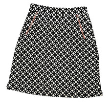 Le Lis Pull On Skirt Textured Zipper Accent Lined USA Made Medium Black White