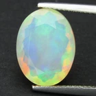 3.95Cts Natural Color Play White Opal 14x10.5x6.5mm Oval Faceted Loose Gemstone