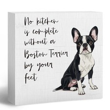 ANIANG Boston Terrier Gifts Wooden Box Sign, Funny Dog Kitchen Desk Decor, Gi...