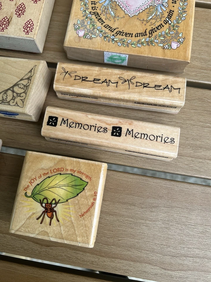 Lote de 11 estampillas de goma de madera - Hero Arts, PSX, estampillas patrones dichos Foto 2 de 4