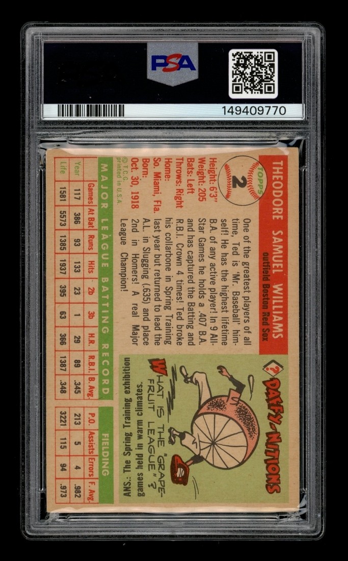 1955 Topps Set-Break #  2 Ted Williams PSA 3 VG (MK) view 2