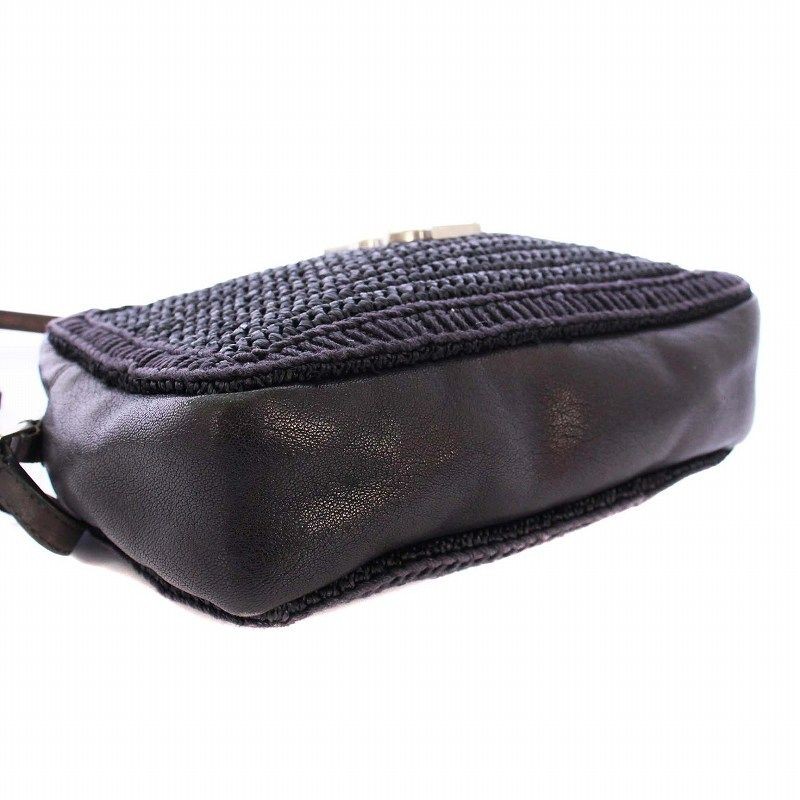 SAINT LAURENT Borsa fotocamera YSL Lou pelle nera rafia 20 5 cm tracolla usura usata 468537