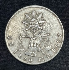 Mexico 1871 Pi O Peso KM-408.7 Silver Coin Balanza Design Second Republic Crown