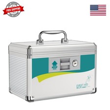 Medication Lock Box with Key, 2-Layer Medicine Lock Box with Meds Tray, Porta...