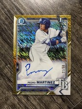 2021 Bowman Chrome Prospect HTA Gold Shimmer Refractor /50 Pedro Martinez Auto