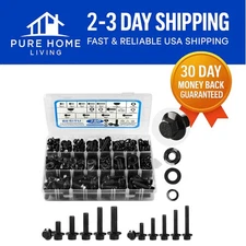 High-Strength 10.9 Flange Bolt Kit – 280Pcs Assorted Black Zinc Bolts & Nuts