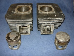 1976-1978 Yamaha RD400 Cylinders Jugs Barrels and Pistons left right 66mm Used