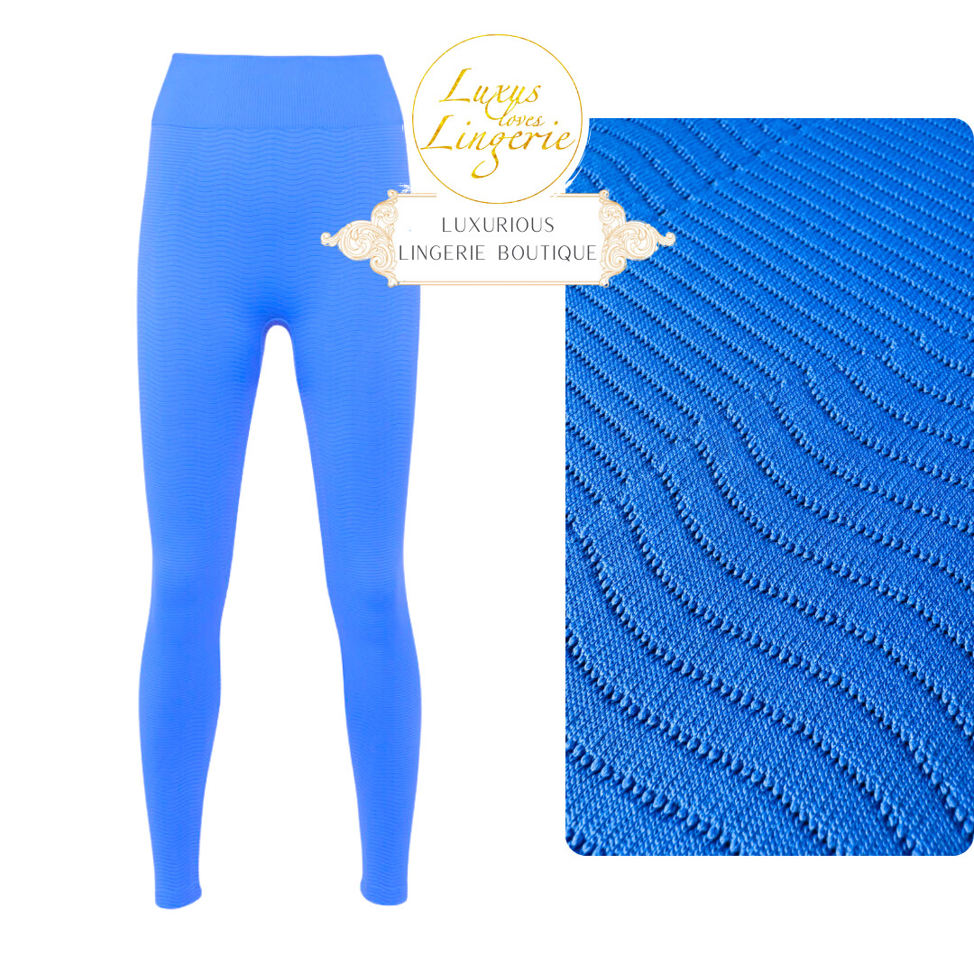 The Wellness Leggings By Wolford L Dazzling Blue Elastic Sports Pants Yoga