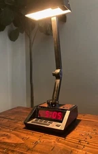 Vintage Spartus 1401 Alarm Clock Lamp 1970s Woodgrain Digital Table Light