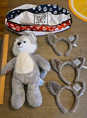 Build A Bear Great Wolf Lodge Blue eyes husky gray White wolf 16