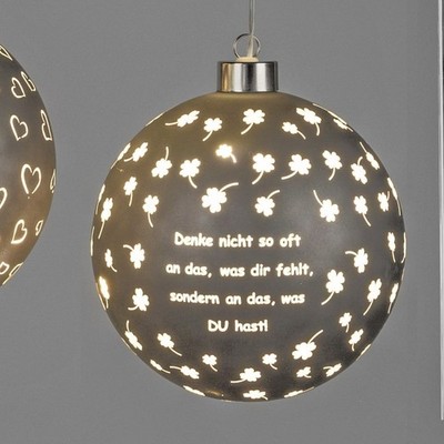 Deko Kugel Spruch Denke nicht so oft ... zum hängen D. 15cm mit Timer Formano