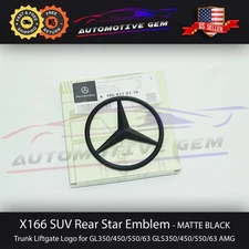 X166 GL GLS Mercedes MATTE BLACK Star Emblem Rear Trunk Lid Logo Badge AMG GLS63