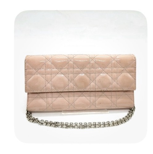 Dior Cannage Patent Leather Lady Dior Wallet on Chain