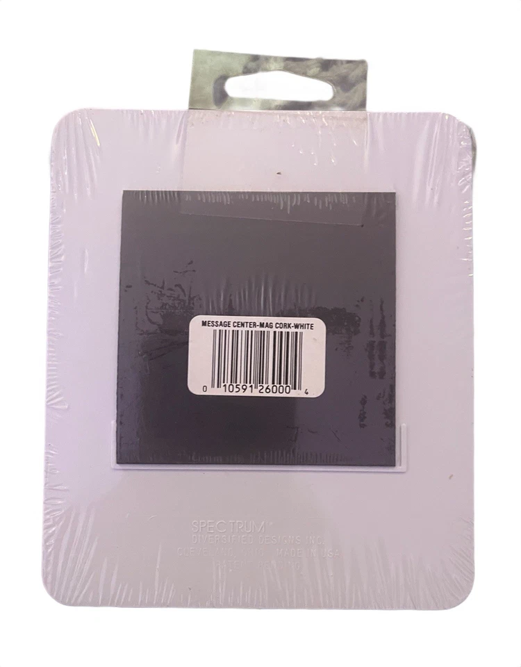 Vintage Magnetic Message Center Cork White 5 in x 5 in Spectrum Designs 1997 NIB - Image 2 of 2