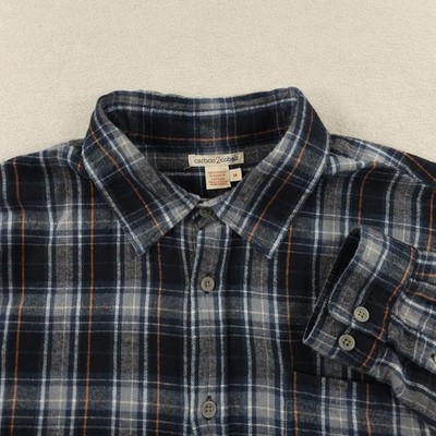 Carbon 2 Cobalt Shirt Mens Medium Gray Green Tarten Flannel Long Sleeve