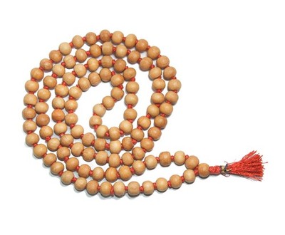 8MM TULSI HOLY BASIL PRAYER BEADS JAPA MALA NECKLACE HAND KNOTTED. KARMA 108+...
