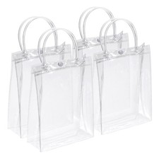 50Pack Clear PVC Gift Bags 9"x6.7"x2.8" Reusable Mini Transparent Plastic Gift