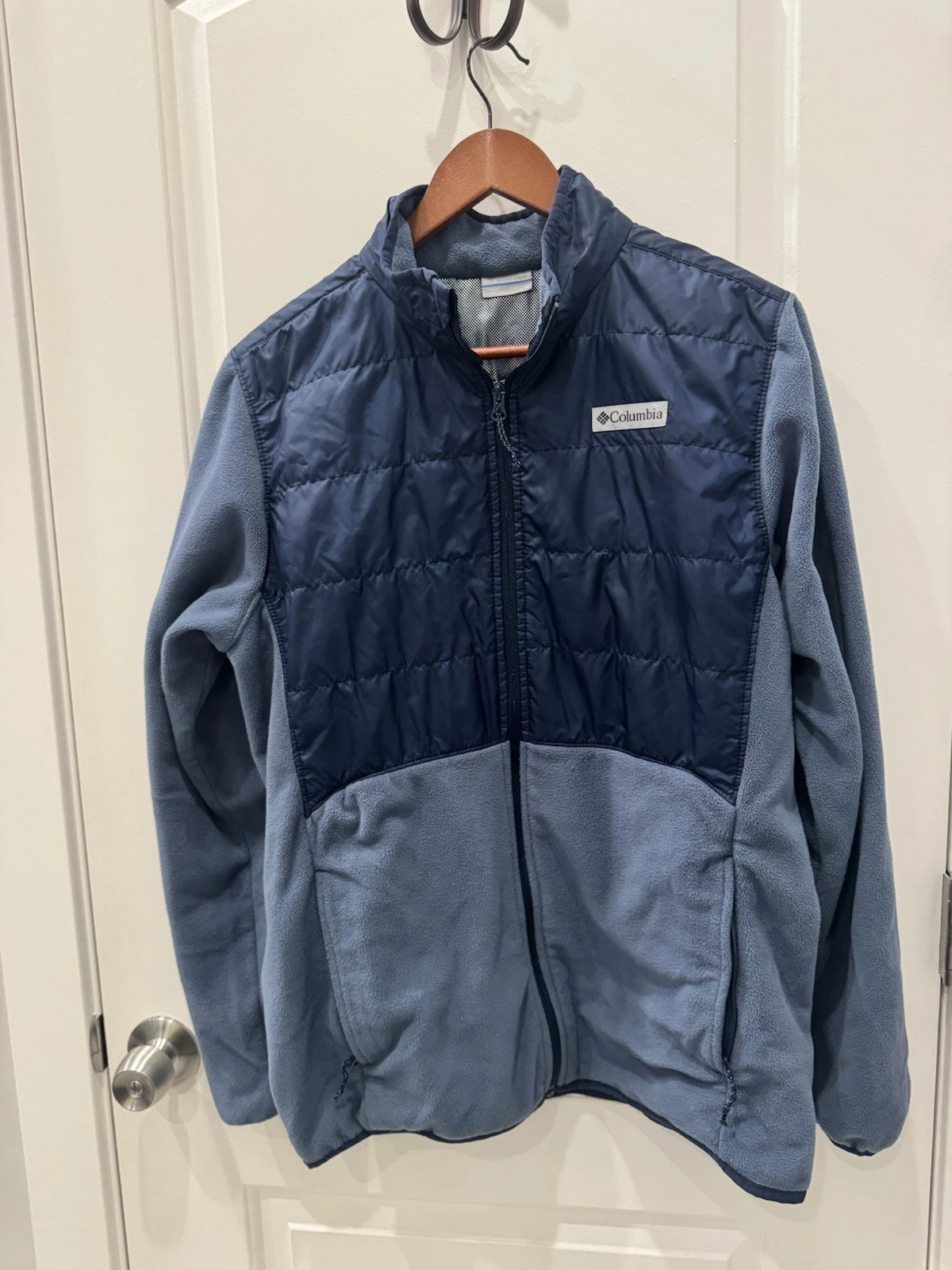 Columbia Omni-Heat Blue Puffer Jacket Full Zip Men's XL Lightweight Outdoor