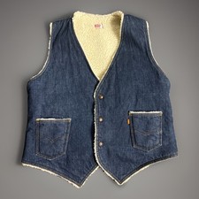 Vintage Levi's Vest Denim Sherpa Lined Orange Tag Dark Wash Western Women Large