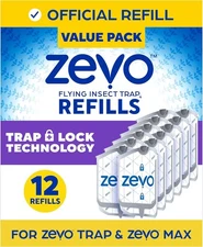 (12 Refill Cartridges) Zevo Flying Insect Trap Refill Cartridges -Easy to Use