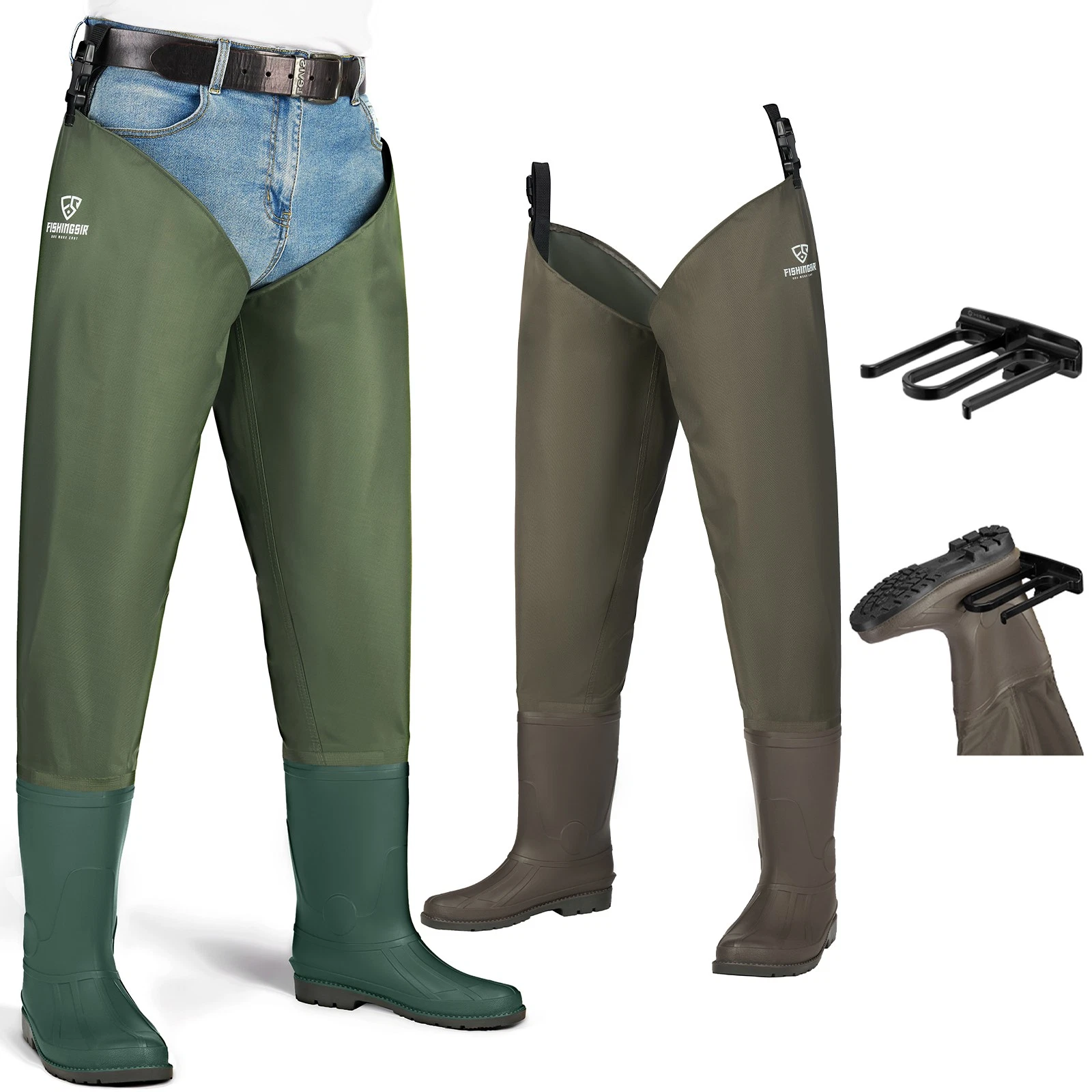 FISHINGSIR Hip Waders Cleated Sole 2-Ply Nylon/PVC Waterproof Fishing Wader Pant
Opens in a new wind