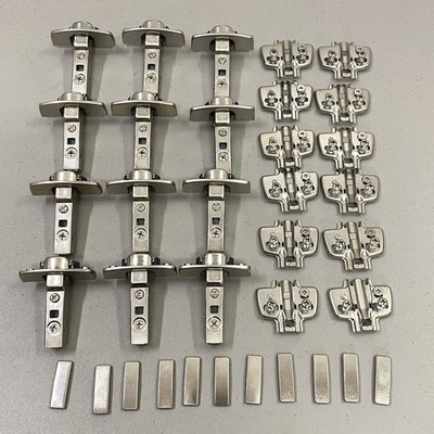 12 pcs Hettich Sensys Half Overlay 110 Deg Soft Close Hinges + Mounting Plates