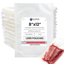 100, 250, 500, 1,000 Pack 3 mil 8" x 12" Pre-Cut Vacuum Chamber Pouches