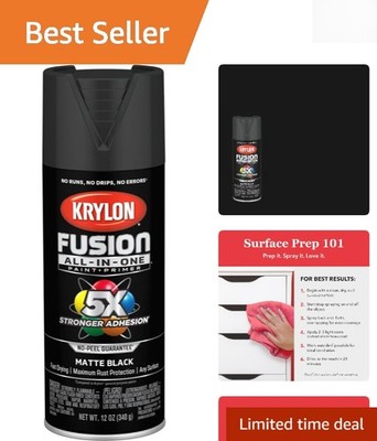 12oz Rust Resistant Black Spray Paint - Quick Dry Matte Finish for All Surfaces