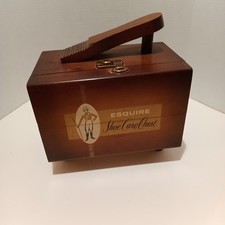 Vintage ESQUIRE SHOE CARE CHEST  Wooden Shoe Chest With Accessories