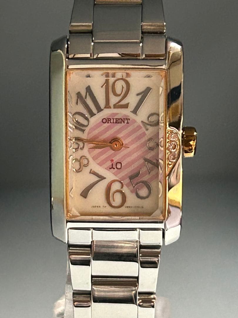 ORIENT io Rectangular Watch Silver Pink Gold Dial… - image 2
